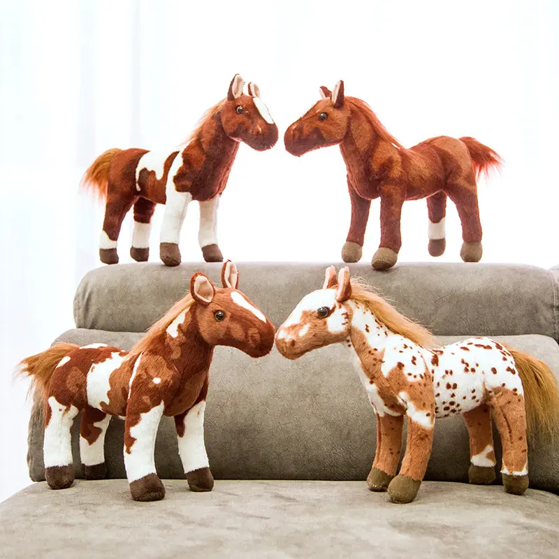 Jouets en peluche animaux en peluche Simulation debout cheval européen poupée en peluche cheval de sueur réaliste jouet de couchage pour enfants S