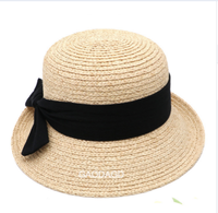 Large Bord Madagascar Femmes Raphia Paille Seau Chapeau Chapeaux En Gros