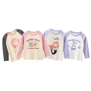 2024 ODM Wholesale Kids Clothing 100% Sotton Soft Fabric Long Sleeve Cartoon T Shirt for 3-8T Children