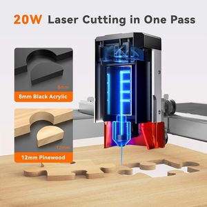 Máquina de Grabado Láser Toocaa de 40W con Juego de Rodillos Rotatorios, Extractor de Humos, Cámara Inteligente, Asistencia de Aire y Mesa de Trabajo Tipo Panal - Product Image 5