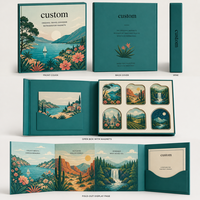 Boîte à aimants de voyage personnalisée, boîte à livres en papier rigide, emballage cadeau, présentoir, 6 pièces, étui à souvenirs magnétique