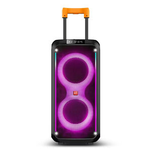 Enceinte portable double 8 pouces avec trolley, spectacle de lumière RGB, microphone sans fil, Bluetooth, FM, USB - Product Image 1