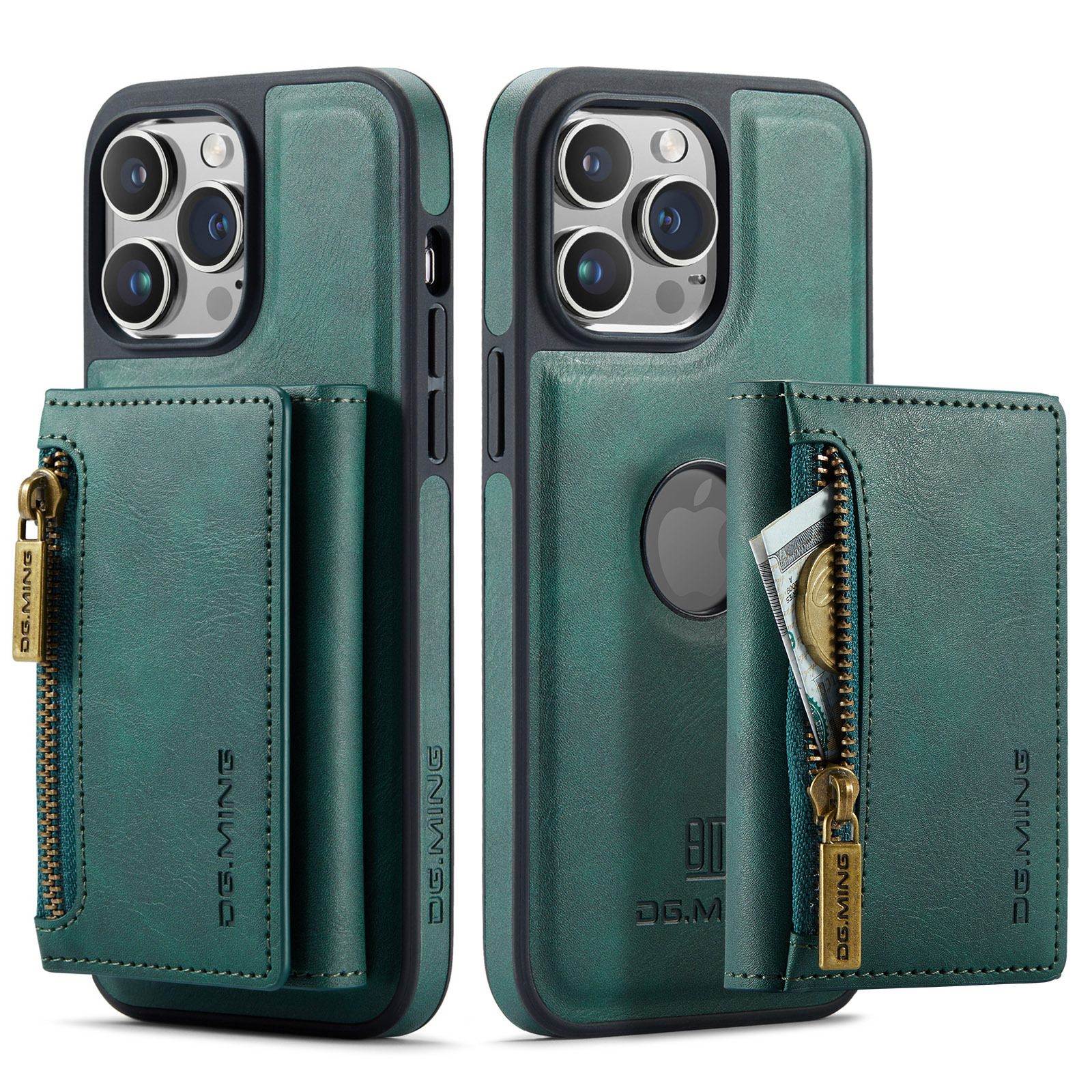custodia per telefono verde + portafoglio