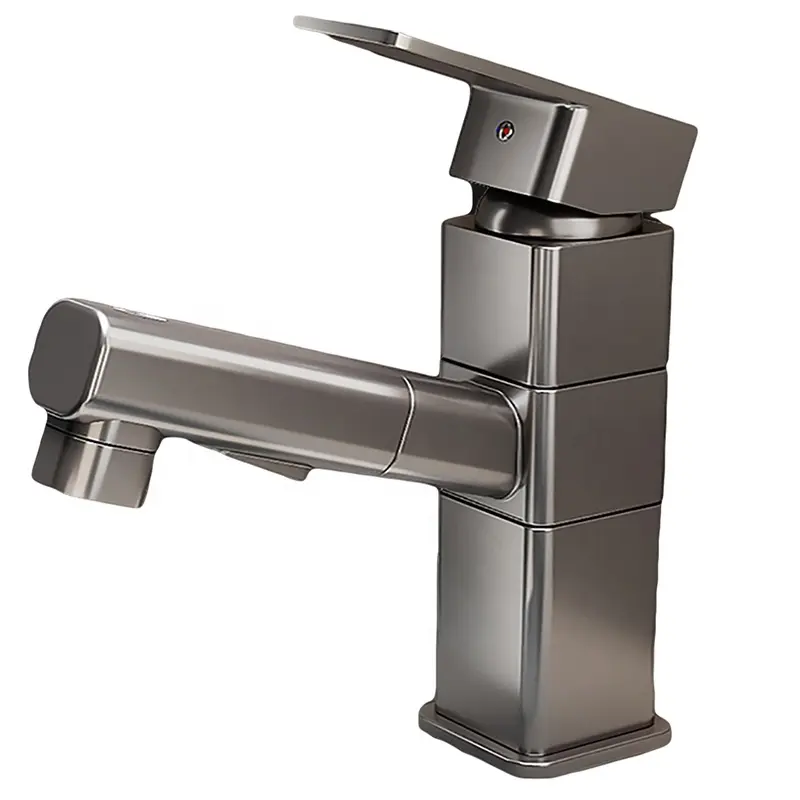 Modern high quality brass pull-out sprayer multifunctional bathroom basin sink single hole faucet