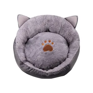 Fabbricazione commercio all'ingrosso di lusso del gatto del cane pet letto divano letto pet casa canile pet nido del gatto del cane rotondo carino cuscino