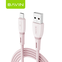 Câble de données de charge rapide 3.1A en silicone TPE flexible Type-C Micro USB pour téléphone portable BAVIN, prix de gros, 1.2M, CB231