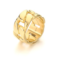 VEROMCA Bestseller Breiter Hohler Edelstahl 18K Vergoldeter Modischer Kubanischer Kettenring Unisex Verlobungsgeschenk Accessoire