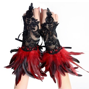 Gants à doigts en dentelle et plumes, accessoires de costume de fête masquée, vente chaude - Product Image 5