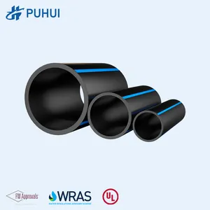 Puhui High Quality Pe 100 Plastic Hdpe Water Pipe Tube Working For Bar 10 6 8 12.5 16 20 160mm 250mm 63mm