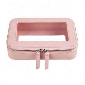 กระเป๋าใส่เครื่องสำอางแบบพกพาขนาดใหญ่ โปร่งใส วัสดุหนัง PU พร้อมช่องใส TPU ซิปใช้งานสะดวก - Product Image 2