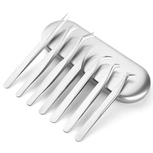 도매 고품질 고정밀 스테인리스 스틸 골드 클립 볼륨 족집게 두꺼운 7자형 클립 속눈썹 연장용 - Product Image 6