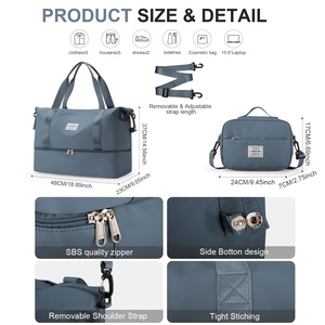 Bolsa de <span class=keywords><strong>viaje</strong></span> Weekender para <span class=keywords><strong>mujer</strong></span> con compartimento para zapatos, lona nocturna con <span class=keywords><strong>neceser</strong></span>, almacenamiento de artículos personales - Product Image 5