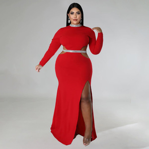 <span class=keywords><strong>Abbigliamento</strong></span> Taglie Forti all'Ingrosso, Nuovi Arrivi <span class=keywords><strong>Moda</strong></span>, Abito Lungo Sexy da Donna con Spacco in Vita - Product Image 2
