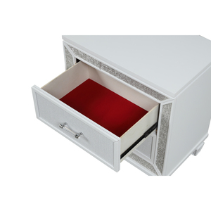 Comodino Moderno a 2 Cassetti in Legno Bianco con Cassetti Portaoggetti, Arredamento per Camera da Letto - Product Image 3