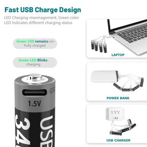 Fabricantes de baterías de China 1,5 V AA 3400mWh adecuado para cerradura inteligente juguete pequeños electrodomésticos USB batería de iones de litio recargable - Product Image 5