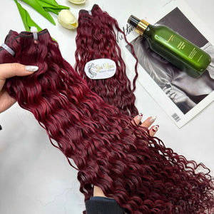 Extensiones de Cabello Remy Vietnamita Virgen 100% de Primera Calidad al por Mayor, Trama Doble a Máquina, Ondulado Profundo Suelto, Color Vino, SDD Bueno - Product Image 3