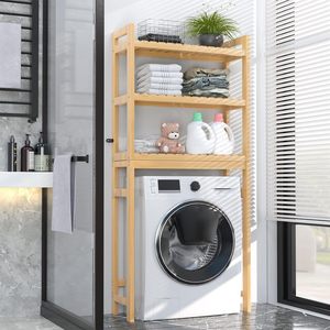 Estante de almacenamiento para baño Yuka de 3 niveles, de bambú, independiente, para inodoro y lavandería. - Product Image 1