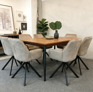 Fauteuil pivotant contemporain avec dossier haut, revêtement en velours <span class=keywords><strong>beige</strong></span> et pieds en métal noir pour les intérieurs modernes - Product Image 2