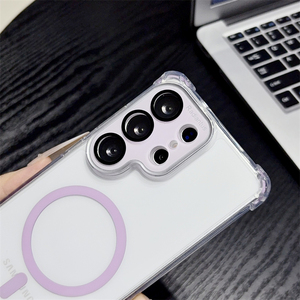 Étuis de téléphone portable magnétiques antichoc à quatre coins avec airbag pour Samsung S26 Ultra 25 24, coque arrière transparente avec film de protection pour objectif - Product Image 5