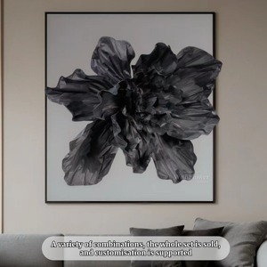 ดอกไม้กระดาษทำมือสีดำขนาดใหญ่ งานศิลปะสามมิติ สำหรับตกแต่งฉากหลังงานแต่งงาน - Product Image 4