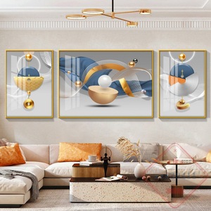 Nordic lusso decorativo moderno astratto 3 pannelli cristallo porcellana fiore soggiorno pittura murale decorativa wall art <span class=keywords><strong>l</strong></span> - Product Image 2