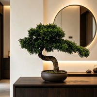 Petit arbre bonsaï en plastique réaliste en pot pour la maison, le bureau, l'entrée, le bureau, l'étagère, la table, décoration intérieure moderne et écologique