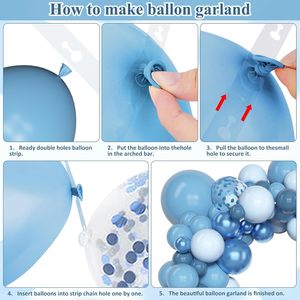 Ensemble d'arche de <span class=keywords><strong>ballon</strong></span> en Latex <span class=keywords><strong>bleu</strong></span> Confettis en métal Décorations sur le thème de l'océan pour l'anniversaire des garçons Baby Shower pour la Saint-Valentin - Product Image 4