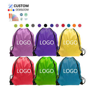 Custom Logo Draw String <b>Backpack</b> Reusable Gym Sport Beach School Gift Bag Waterproof Nylon Polyester <b>Drawstring</b> Bag - Product Image 1