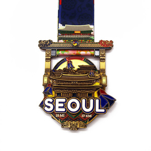 Wholesale Customized Modern Style Marathon Games Athletic Competition Zinc Alloy Electroplated Die-Cast Medal UV Metal Crafts