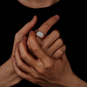 Wholesale Bulk Statement Rose Gold Plated baguette Diamond 925 Sterling Silver <strong>Moissanite</strong> <strong>Men's</strong> <strong>Ring</strong> - Product Image 4