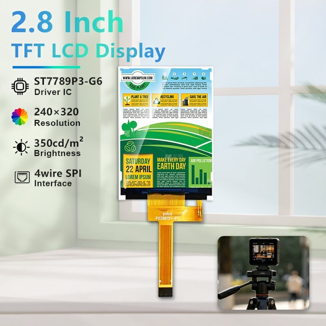Polcd Small TFT-LCD display 2.8 inch 240x320 4wire SPI Interface Industrial IPS Display Screen