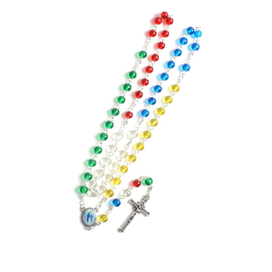 Collier de prière missionnaire en verre à cinq couleurs avec croix - Product Image 2