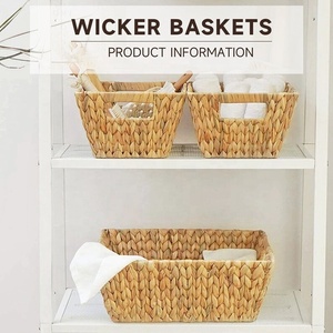 ตะกร้าหญ้าทะเลทำมืออเนกประสงค์พร้อมที่จับสำหรับการจัดของตกแต่งบ้านในห้องครัว - Product Image 3