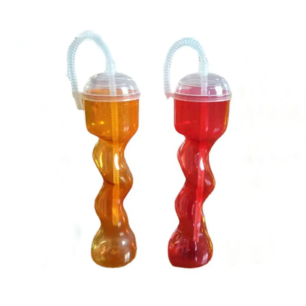 Bong bóng hình dạng nhựa dài uống ly cho cocktail nước giải khát bằng Cháo cup Đảng Twist yard cup với rơm