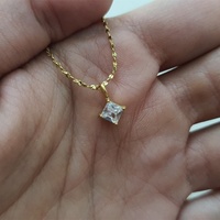 Collar con Colgante de Moda Chapado en Oro de 18k, Acero Inoxidable, Zirconia Cuadrada, Resistente al Agua, Joyería Fina para Mujer