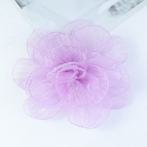 20cm Internet Celebrity Feeërieke Oversized Tulle Bloemige Stof Bloem Broche <span class=keywords><strong>DIY</strong></span> Rozen Kledingaccessoire Strijkijzer voor Vrouwen - Product Image 2