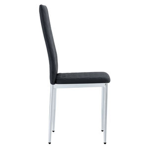 Modern Black PU Leather Dining Chair with Diamond Quilted High Back and <b>Chrome</b> Square <b>Legs</b> for Restaurant Hotel Wedding Venue - Product Image 2