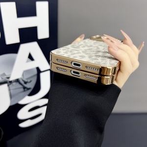 Étui en cuir PU à motif léopard tendance pour <span class=keywords><strong>iPhone</strong></span> Air <span class=keywords><strong>11</strong></span> 12 13 14 15 16 17 Pro Max, placage, protection intégrale, antichoc - Product Image 4