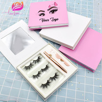 Boîte à cils vide pour marque privée, lot de 3 paires, avec plusieurs tiroirs coulissants, en PVC, magnétique, pour faux cils en vison synthétique
