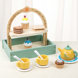Maison de <span class=keywords><strong>jeu</strong></span> en bois pour enfants, <span class=keywords><strong>jeu</strong></span> de rôle, service à <span class=keywords><strong>thé</strong></span>, ensemble de <span class=keywords><strong>jeu</strong></span> de dessert en bois, jouets pour tout-petits - Product Image 1