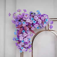 Bouquet de fleurs artificielles en soie bleu violet pour centre de table de mariage, arrangements floraux, décoration de chemin de table de mariage