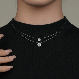 Mermaid Tears Diamond Necklace Women S925 Silver Invisible Fishing Line Clavicle Chain Everyday Wear Geometric Design - Product Image 2