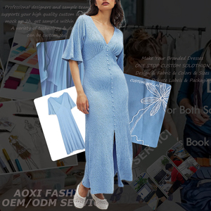 Abito Maxi Elegante e Traspirante con Design Personalizzato, Imbottito, in Chiffon e Pizzo, con Cerniere e Maniche a Volant a Contrasto - Product Image 1