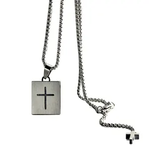 TF card micro SD card holder self bombing slot cross pendant stainless steel fashion necklace