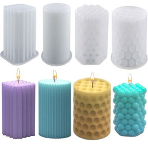 Para <span class=keywords><strong>Amazon</strong></span>, superventas, 4 Uds., juego de moldes de silicona para velas, cilindros 3D DIY, Kit de fabricación de velas grandes de burbujas, decoración del hogar, herramientas para pasteles - Product Image 1