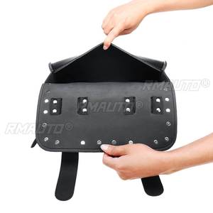 Sacs de selle universels pour moto, pochette à outils, rangement en cuir pour bagages, pour Sportster Chopper Bobber Cruiser - Product Image 5