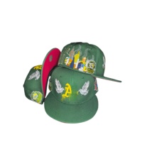 Nouvelle casquette de baseball ajustée à 6 panneaux, à visière plate, en tissu Oxford Dobby à pois
