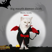 Costume de chat démoniaque pour Halloween, cape de vampire avec ailes de chauve-souris et nœud papillon pour petits chiens et chats, déguisement cosplay