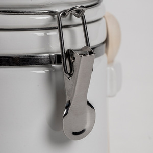 Bocal de conservation hermétique en céramique blanche de style nordique minimaliste pour grains de café, thé, céréales mélangées, conteneur de cuisine et de garde-manger - Product Image 6