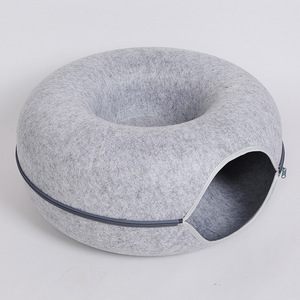 Lynpet desmontable 2 en 1 de fieltro redondo gato jugar Donut túnel lavable resistente a los arañazos gato cueva cama <span class=keywords><strong>para</strong></span> <span class=keywords><strong>gatos</strong></span> de interior - Product Image 3
